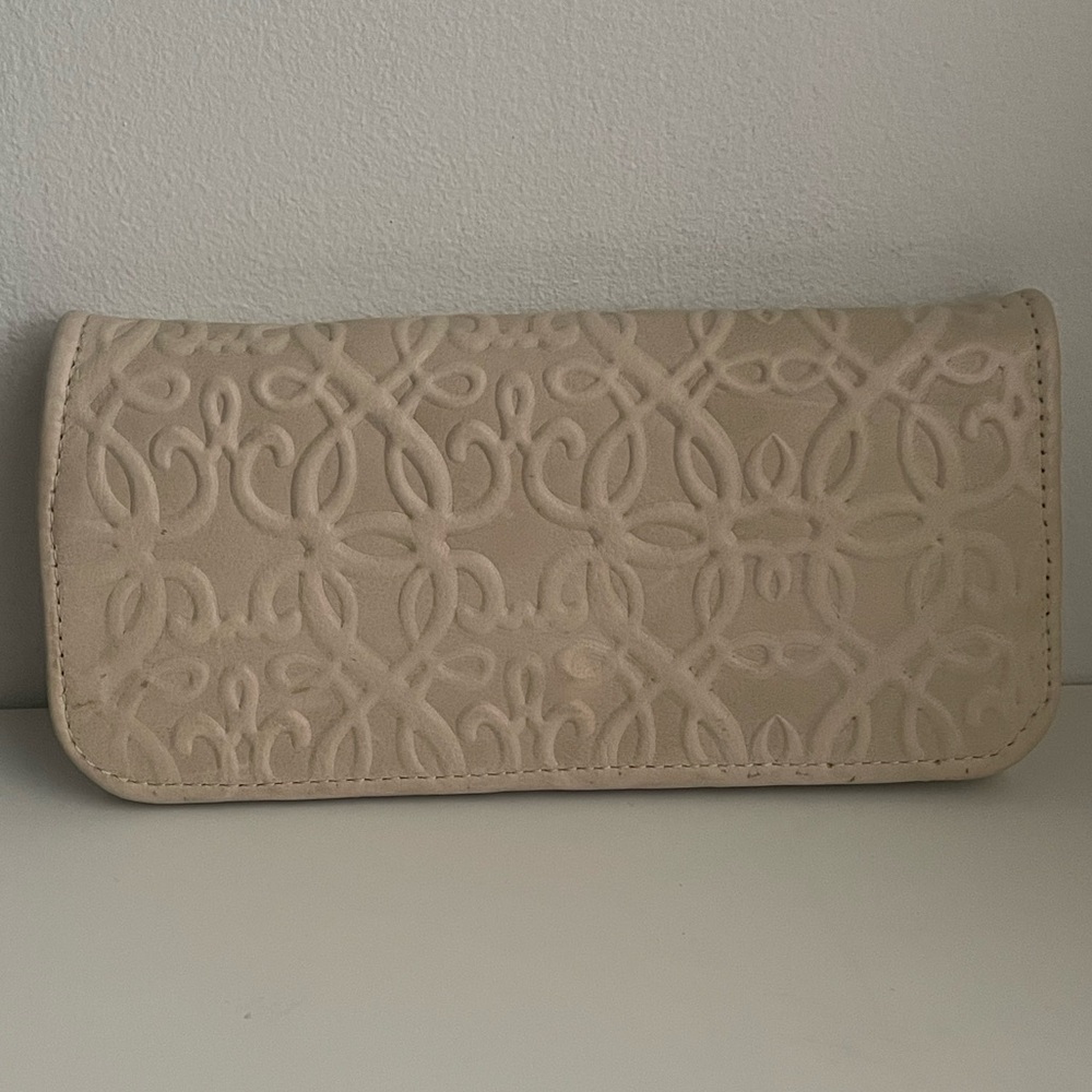 Alex & Ani Embossed leather wallet in cream NWT